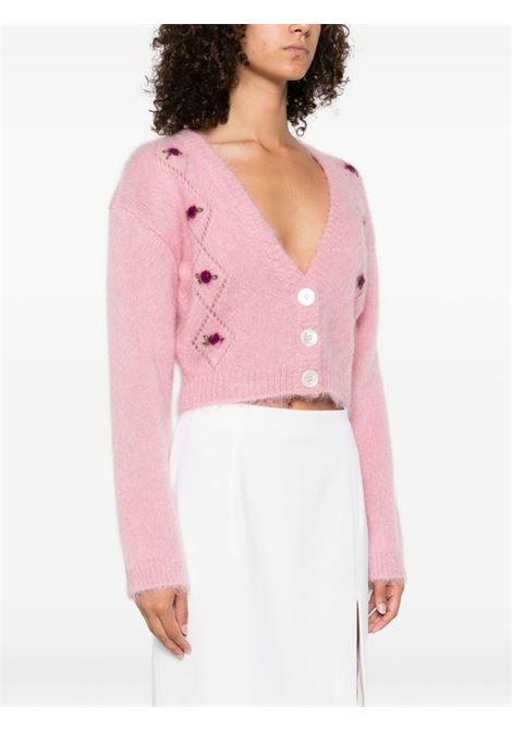 Pink floral-embroidered button cardigan Alessandra Rich - women ALESSANDRA RICH | FABX4183K46039122